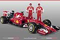 Ferrari SF15-T con i piloti Kimi Raikkonen e Sebastian Vettel